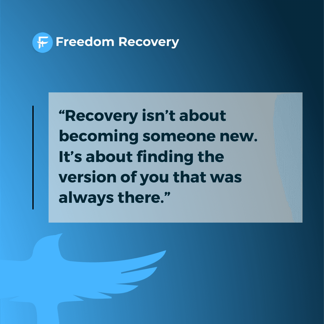 Graphic image conveying that recovery is about reconnecting with your authentic self and healing through supportive, compassionate alcohol rehab Idaho care